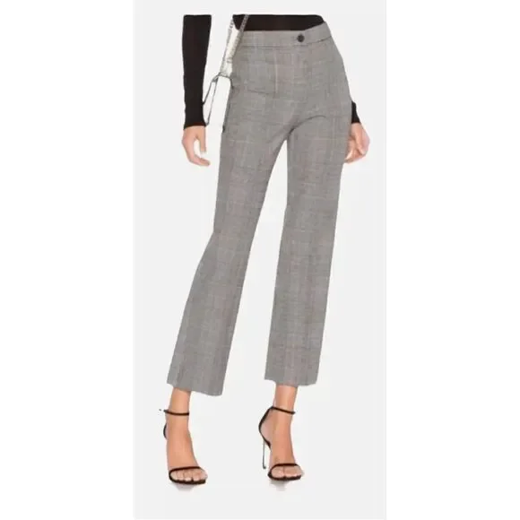 THEORY Cardinal white black glen check wool stretch ankle dress pants 6 NWOT - Picture 2 of 8
